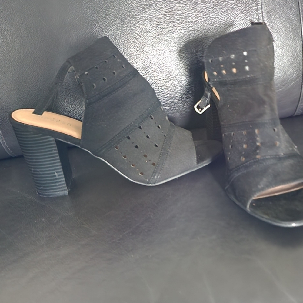 Black Heeled Peeptoe Sandal, Gently Worn - Picture 2 of 2